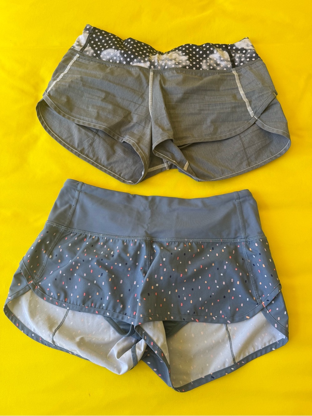 Women’s Gray Athletic Shorts with Patterned Waistband